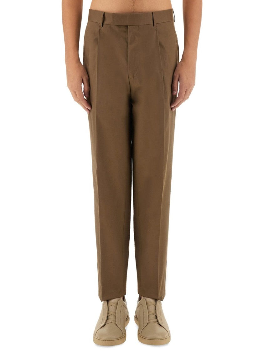 Zegna Tailored Straight Leg Pants With Classic Waistband