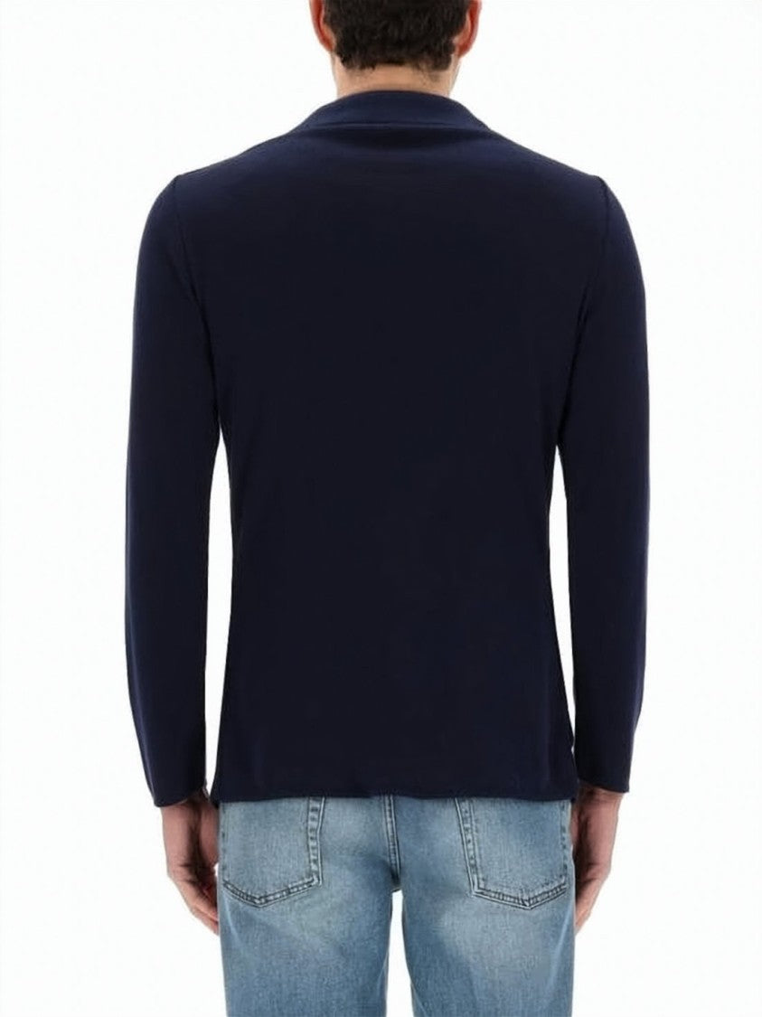 Lardini Tailored Fit Navy Cotton Jacket
