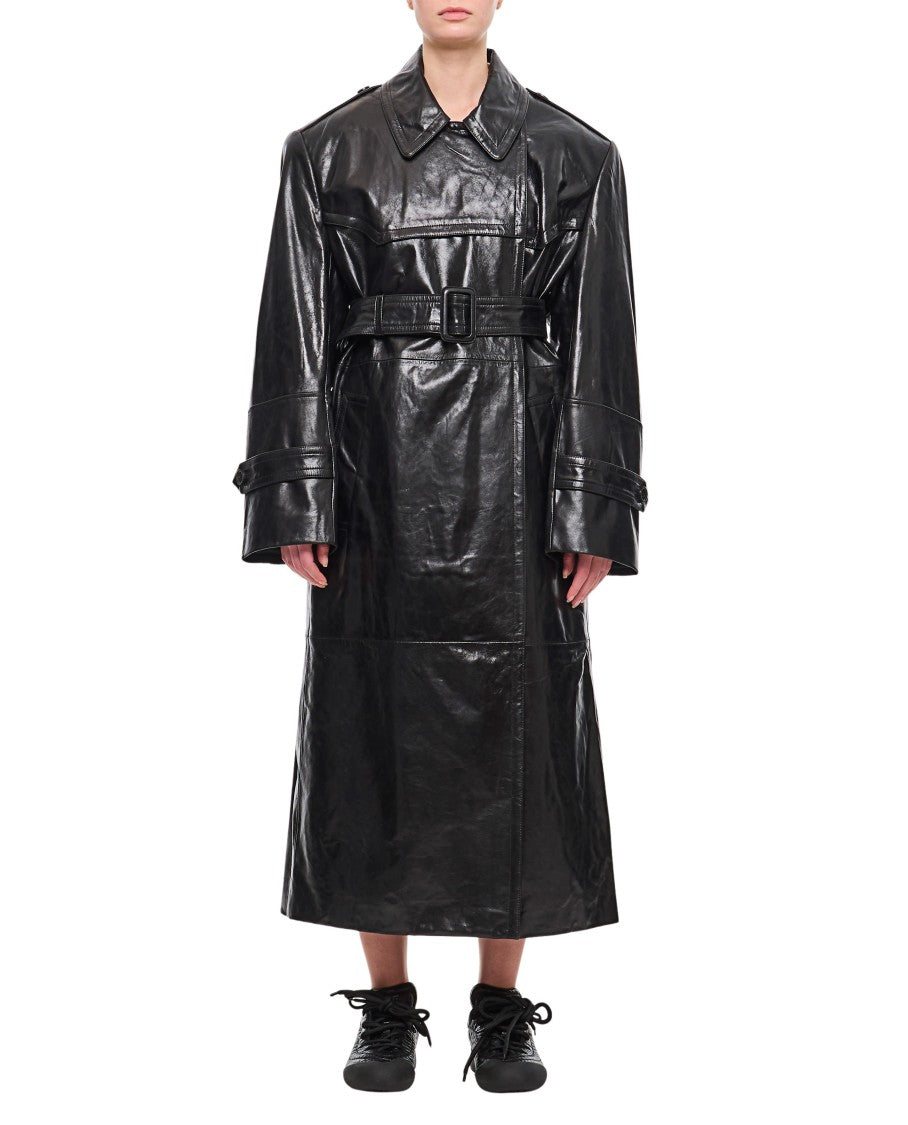 Sportmax Alfeo Leather Trench Coat
