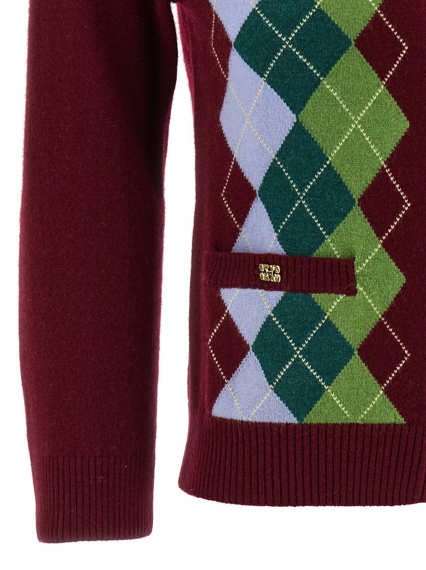Ganni 'Burgundy Check' Cardigan