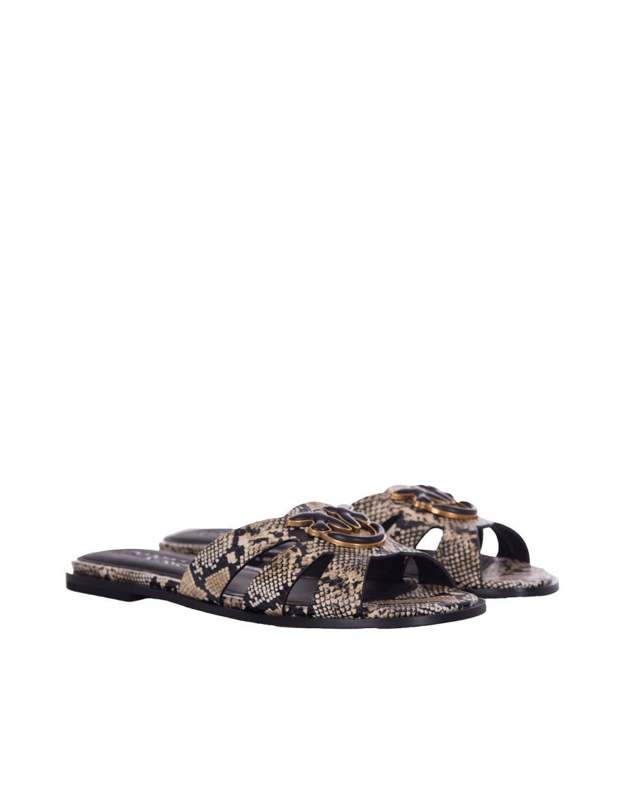 Pinko Snakeskin Pattern Slip-On Sandals