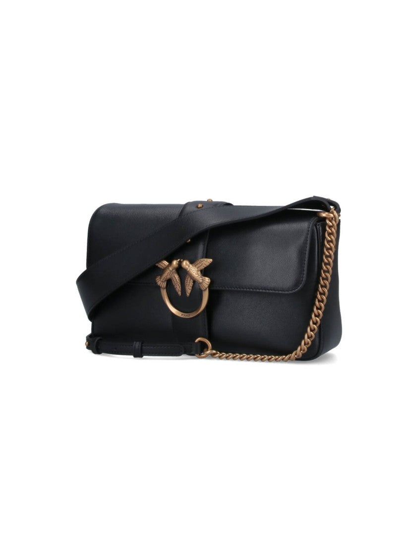 Pinko Rectangular Structured Black Bag With Detachable Shoulder Strap
