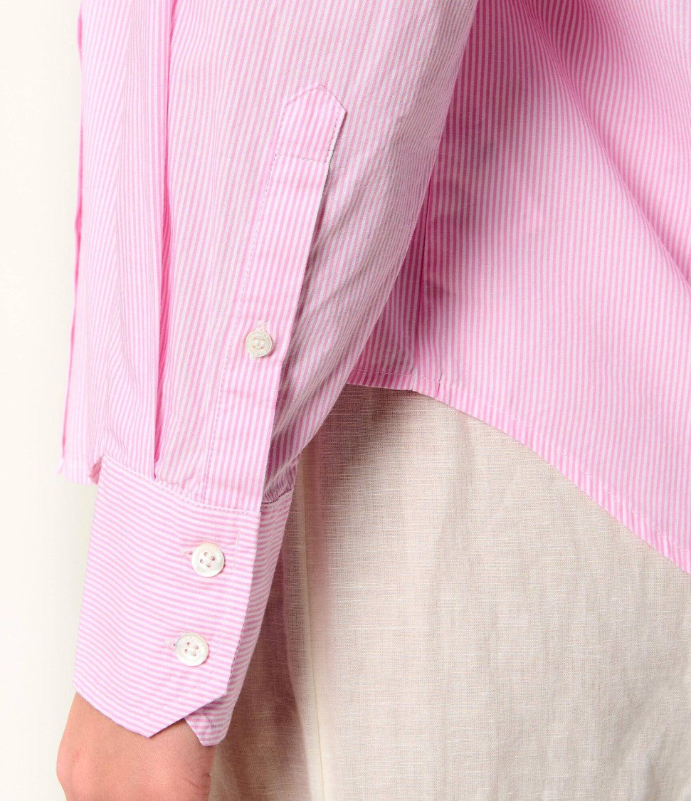 Mc2 Saint Barth Relaxed Fit Long Sleeve Shirt With Vertical Stripe Pattern