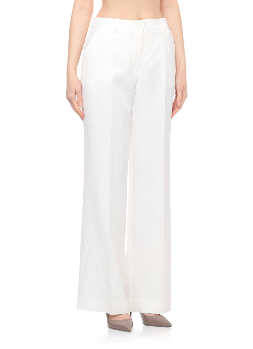 Parosh Ivory Raisa26 Linen-Blend Chino Pants