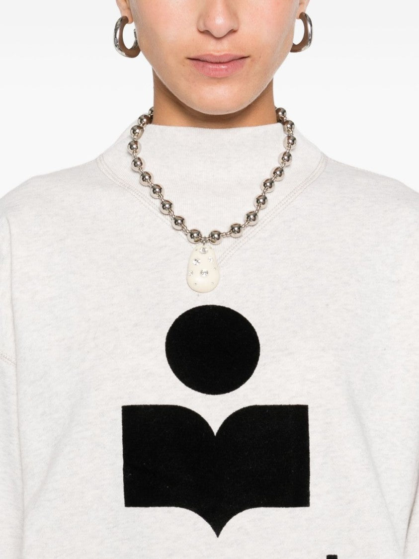 Isabel Marant Étoile White Relaxed Fit Graphic Logo Sweater