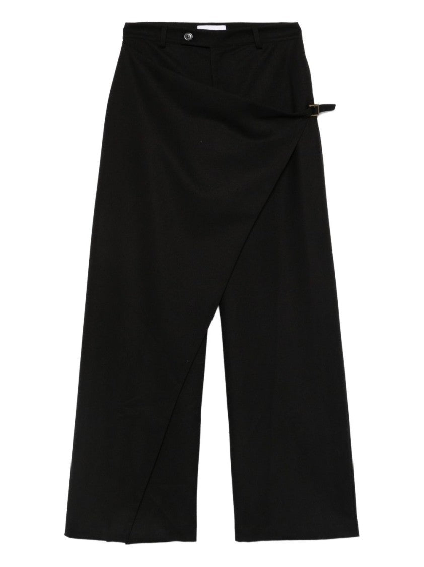 The Nina Studio Wrap-Effect Culottes With Asymmetrical Button Fastening And Welt Pockets