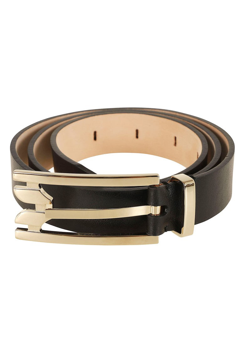 Victoria Beckham Slim Leather Belt With Polished Gold-Tone Buckle