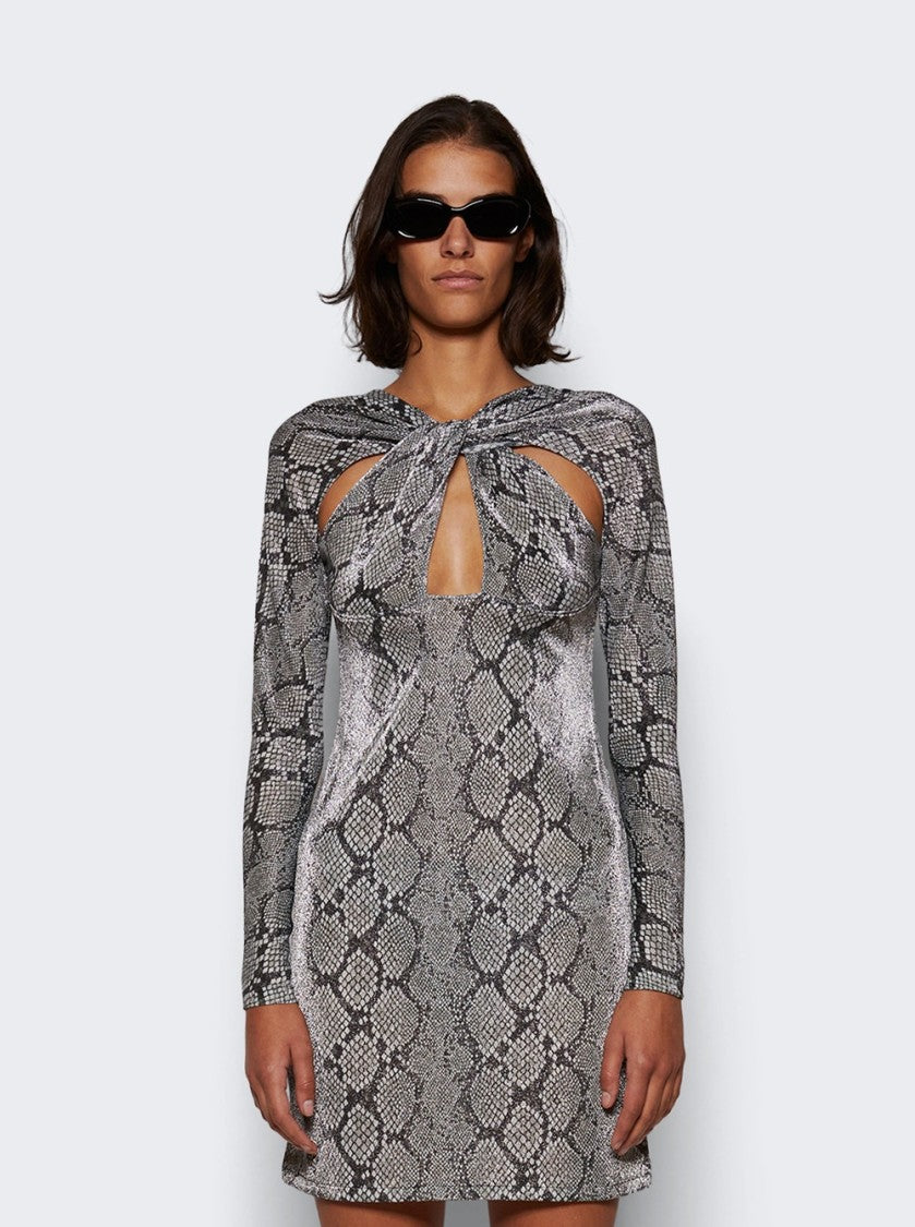 Coperni Twisted Cut-Out Jersey Dress Snake Print