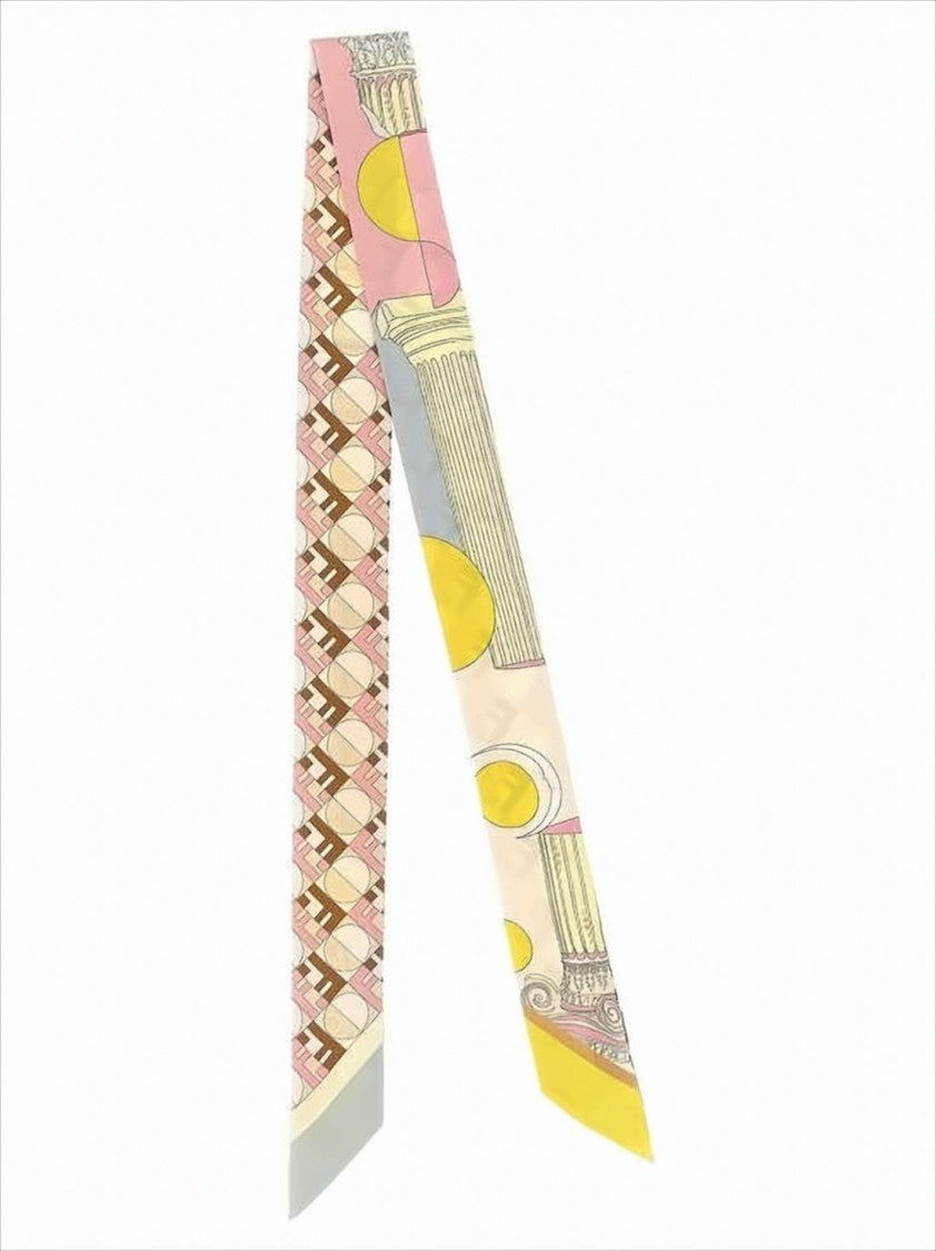 Fendi Silk Scarf With Geometric Motifs And Smooth Finish