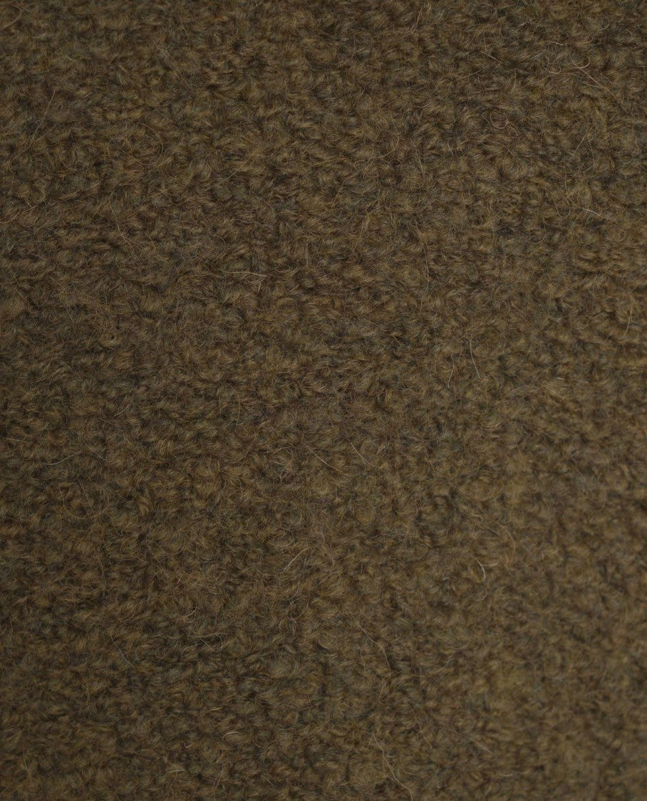 Amaranto Green Knit Sweater With Stand-Up Collar And Button Closure