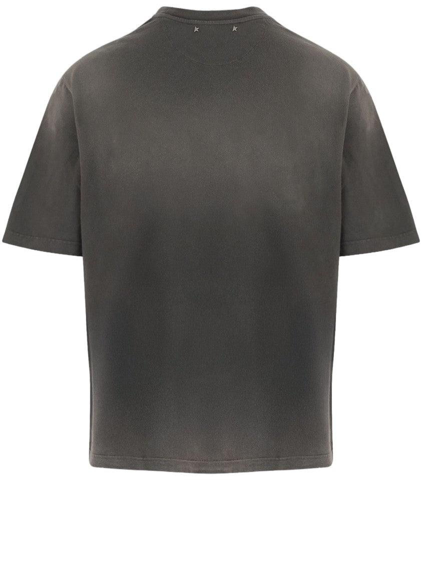 Golden Goose Dark Gray Vintage Logo Print Cotton T-Shirt