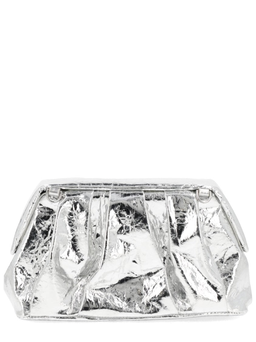 Themoirè Silver Metallic Crinkled Clutch