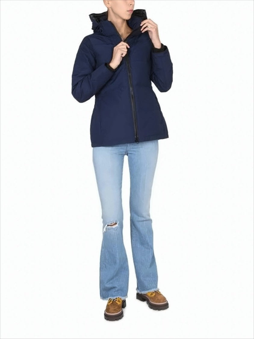 Canada Goose Structured Blue Quilted Down Coat With High Collar