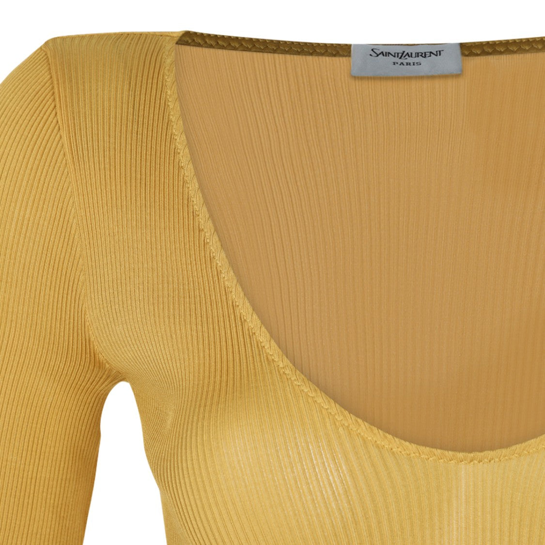 Saint Laurent Saffron Yellow Ribbed Silk Top