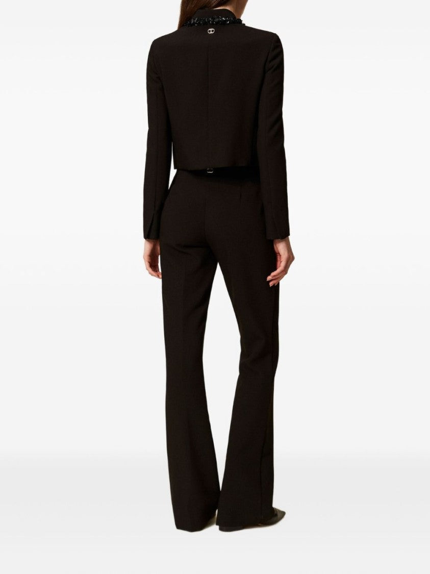 Twin-Set Tailored Black Trousers With Flared Leg