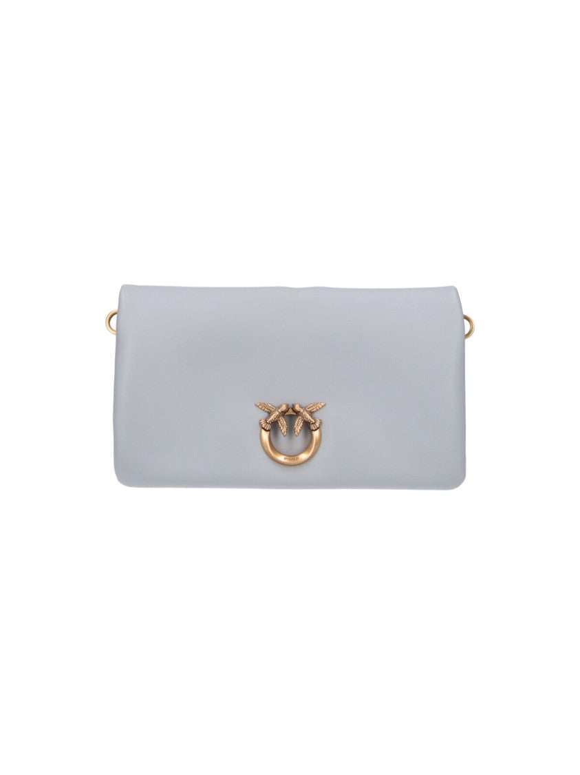 Pinko Grey Love Click Calf Leather Bag