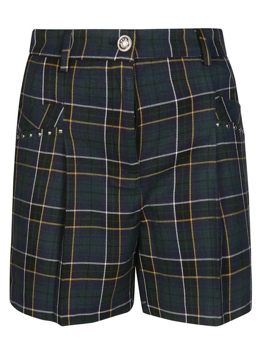 Liujo Tailored Plaid Shorts With Decorative Studs