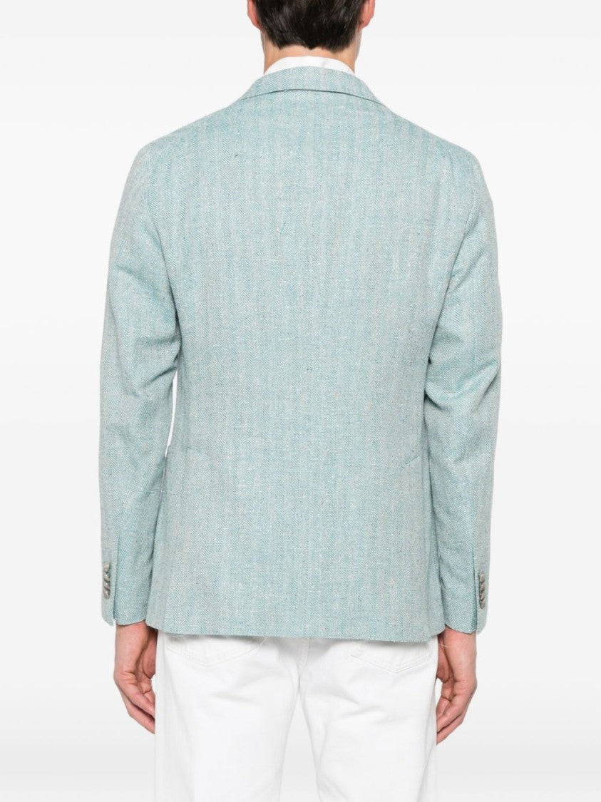 Tagliatore Herringbone Pattern Tailored Jacket With Notched Lapels