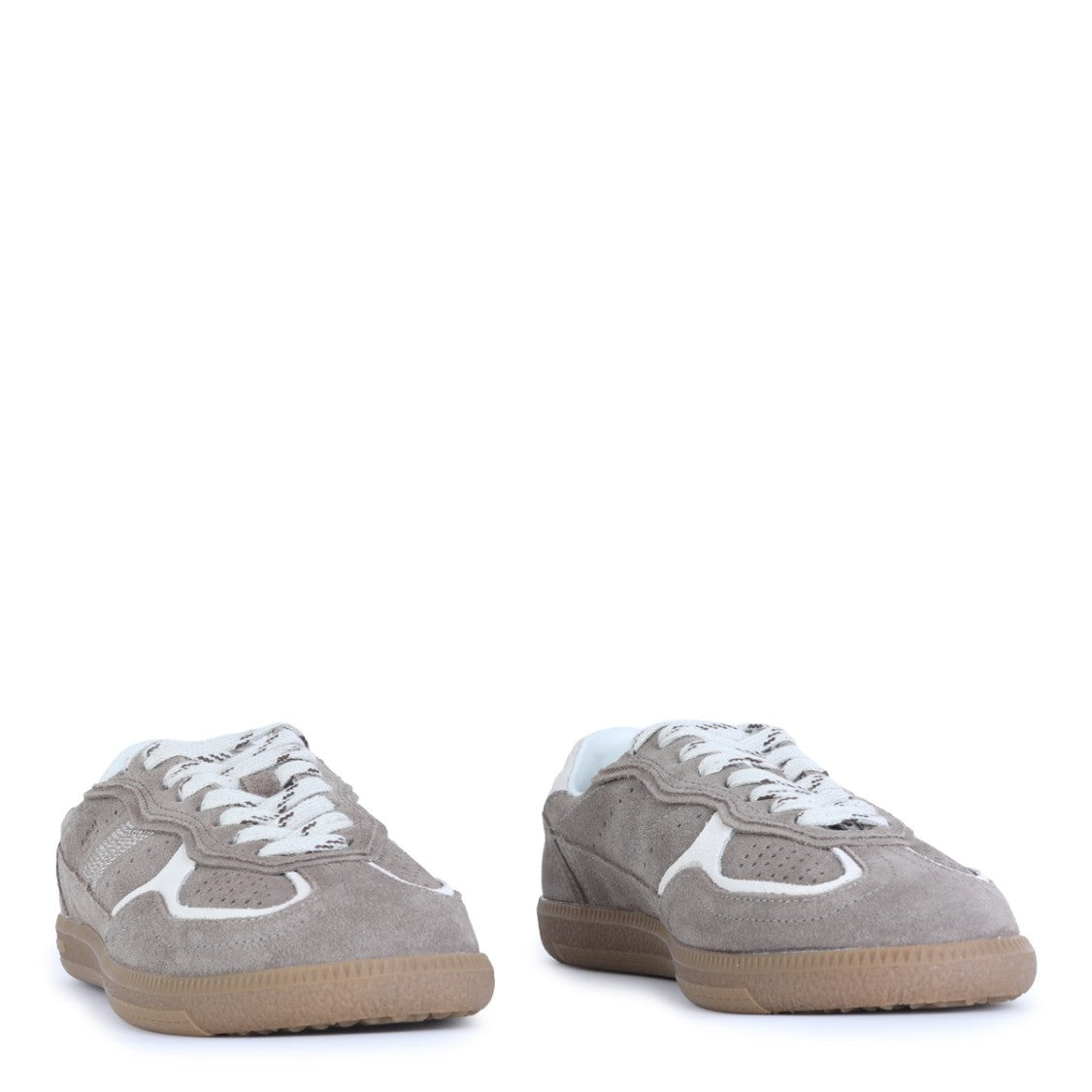 Alohas Taupe Suede Contrast Inserts Round Toe Sneakers
