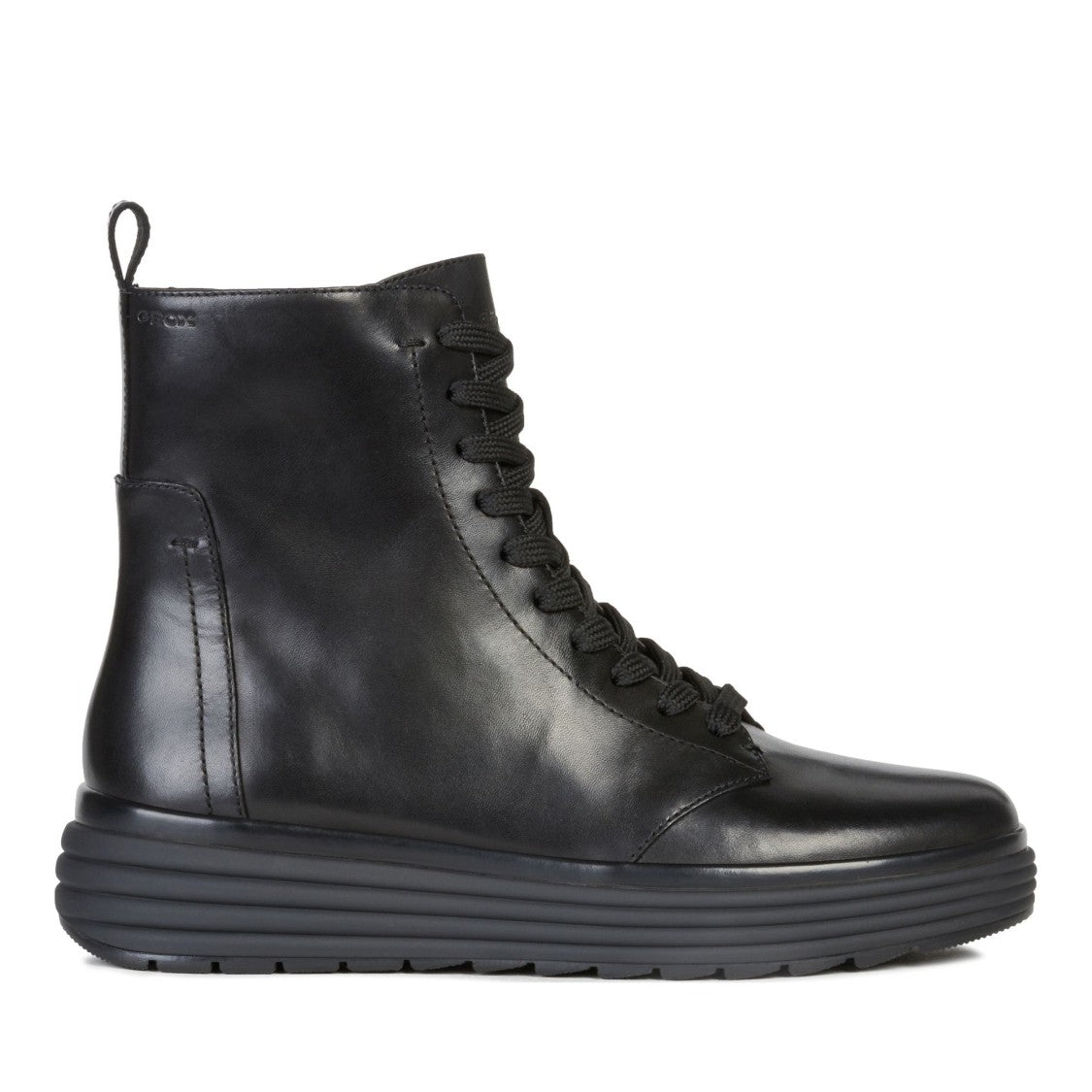 Geox Phaolae Black Wool-Lined Leather Ankle Boots