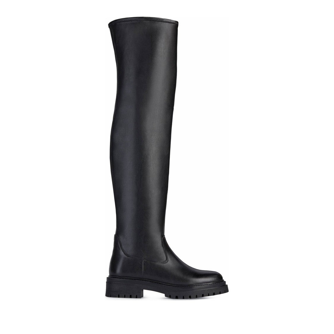 Geox Black Iridea Tall Flat Side Zipper Boots
