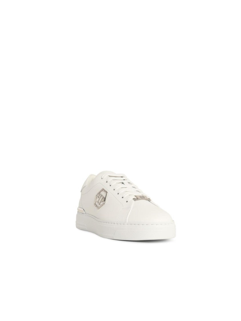 Philipp Plein Hexagon White Leather Sneakers
