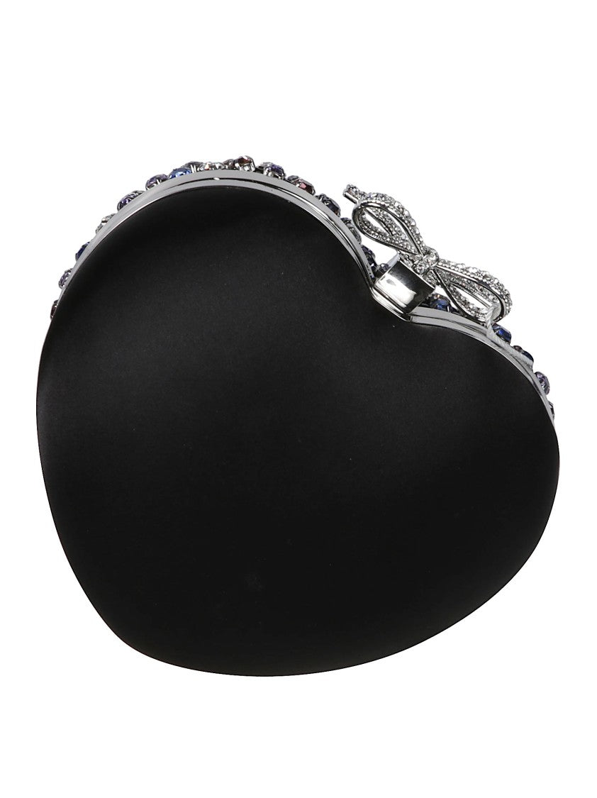 Self-Portrait Multi Crystal Heart Shaped Clutch