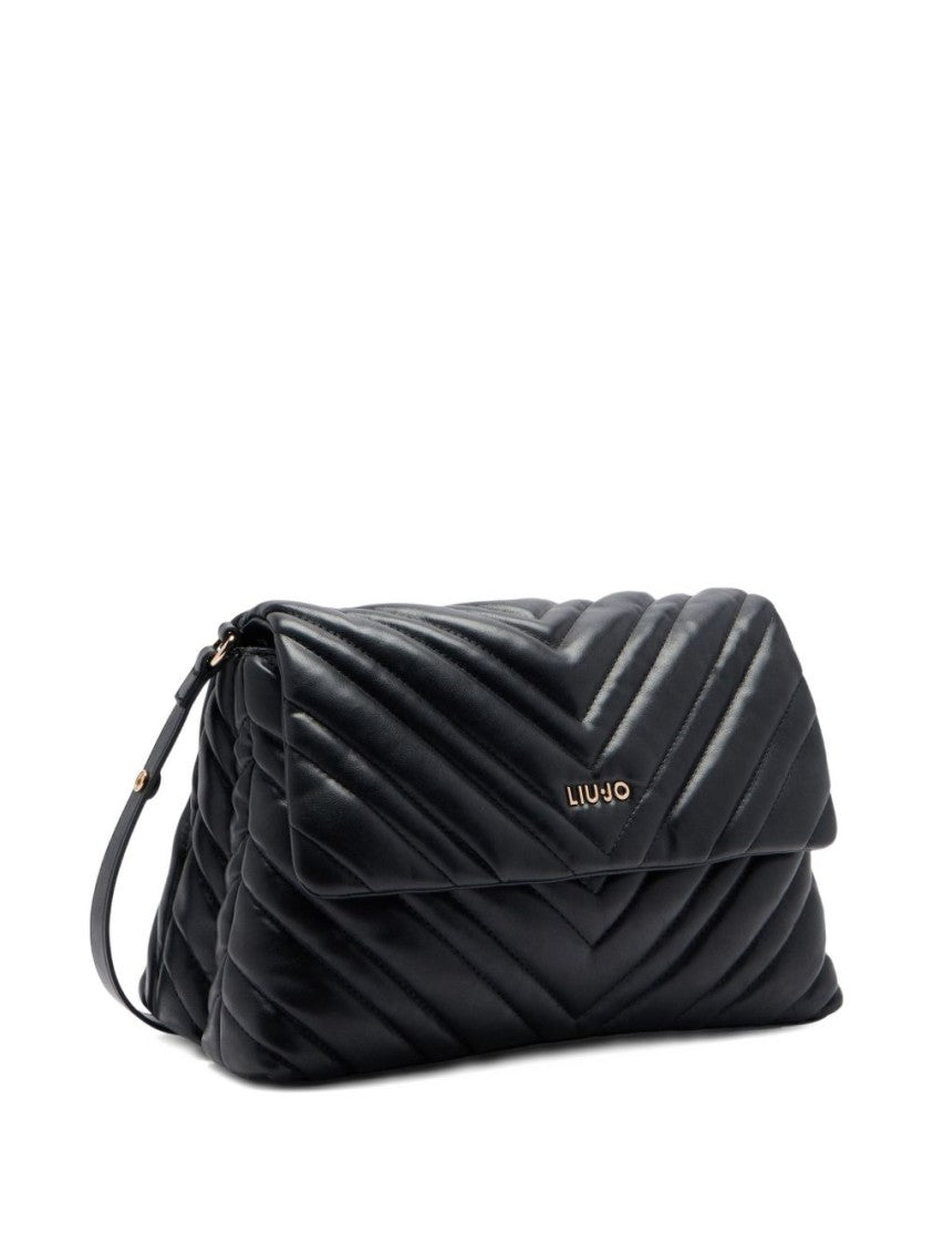 Liu Jo Quilted Black Shoulder Bag With Flap Closure