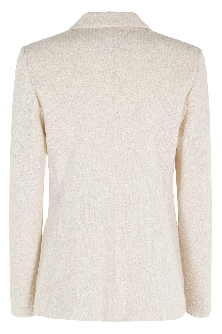 Seventy Cream Cotton Knit Peaked-Lapels Single-Breasted Cotton Blazer