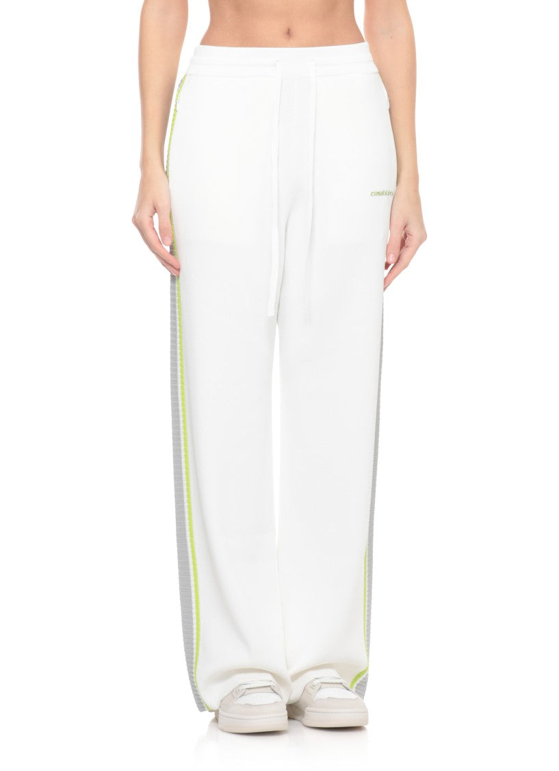 Casablanca White Embroidered Logo Flared Pants