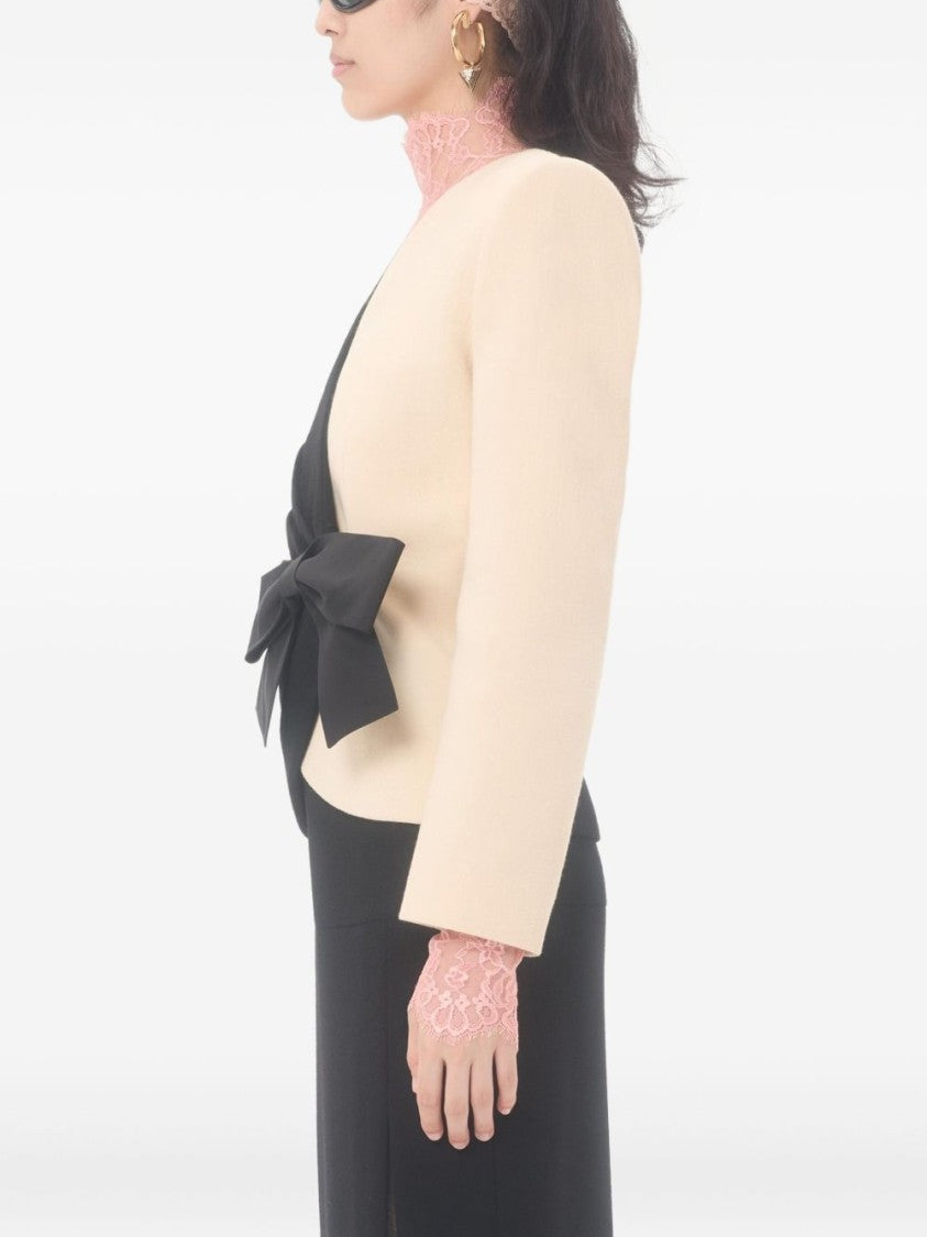 Valentino Garavani Wool Crepe Jacket With Contrasting Bow