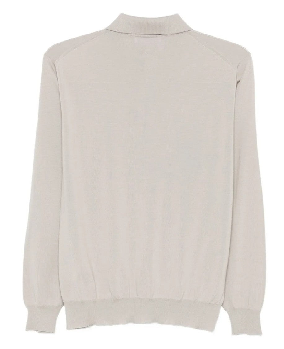 Lardini Long-Sleeve Virgin Wool Polo Shirt