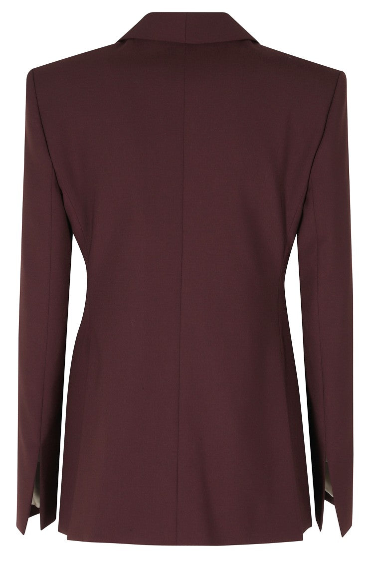 Alberta Ferretti Red Tropical Wool Gold Buttons Viscose-Blend Blazer