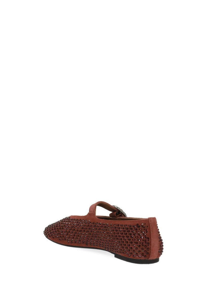 Kurt Geiger Burgundy Mayfair Rhinestone Perforated Flats