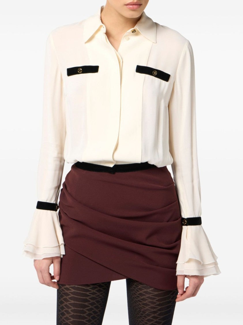 Elisabetta Franchi Camisole Shirt With Layered Ruffle Cuffs