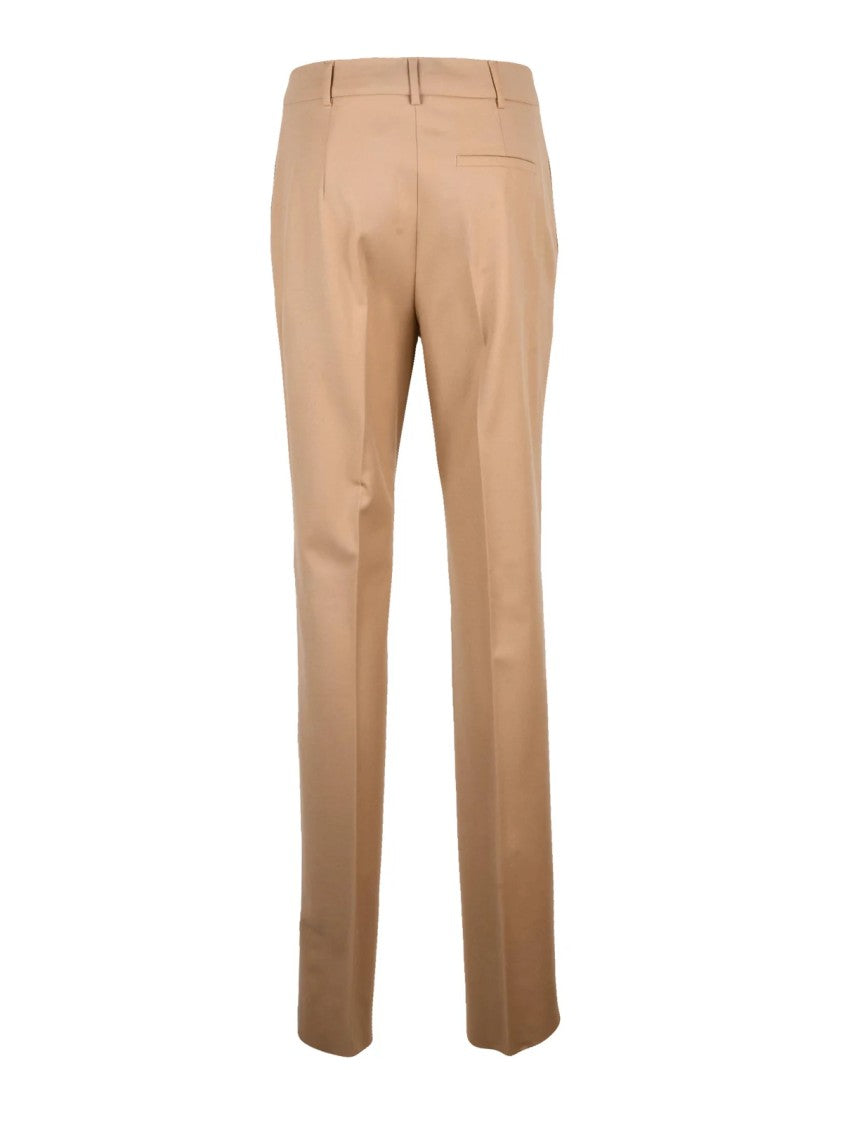 Sportmax Beige Stretch Virgin Wool Straight-Leg Pants