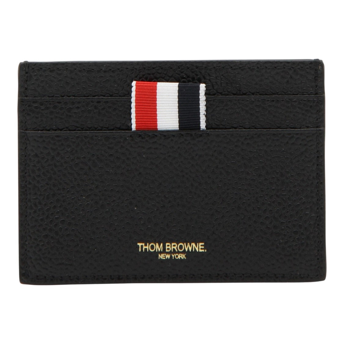 Thom Browne Textured Black Wallet With Minimalist Design And Distinctive Tab