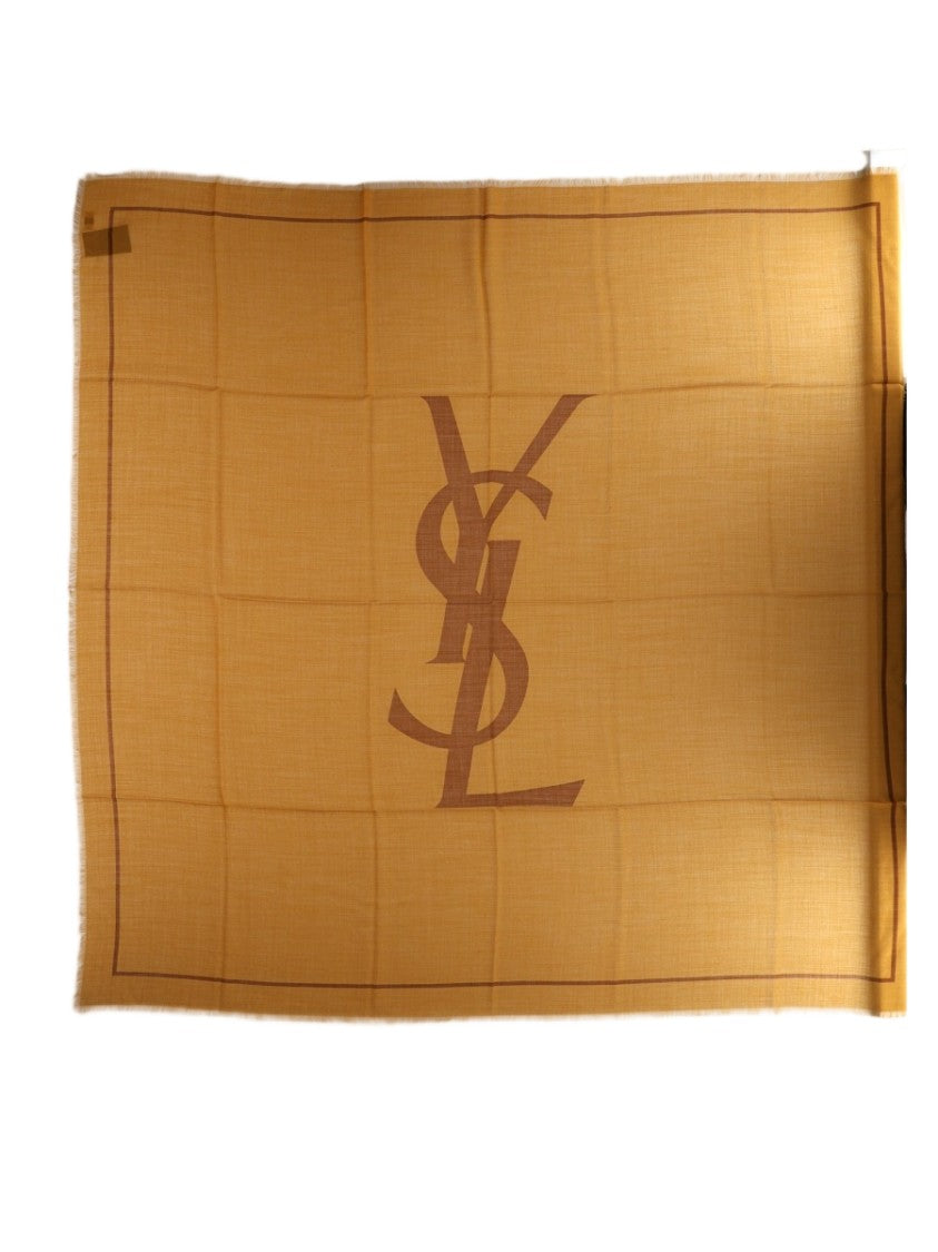 Saint Laurent Cassandre Monogram Wool Twill Square Scarf