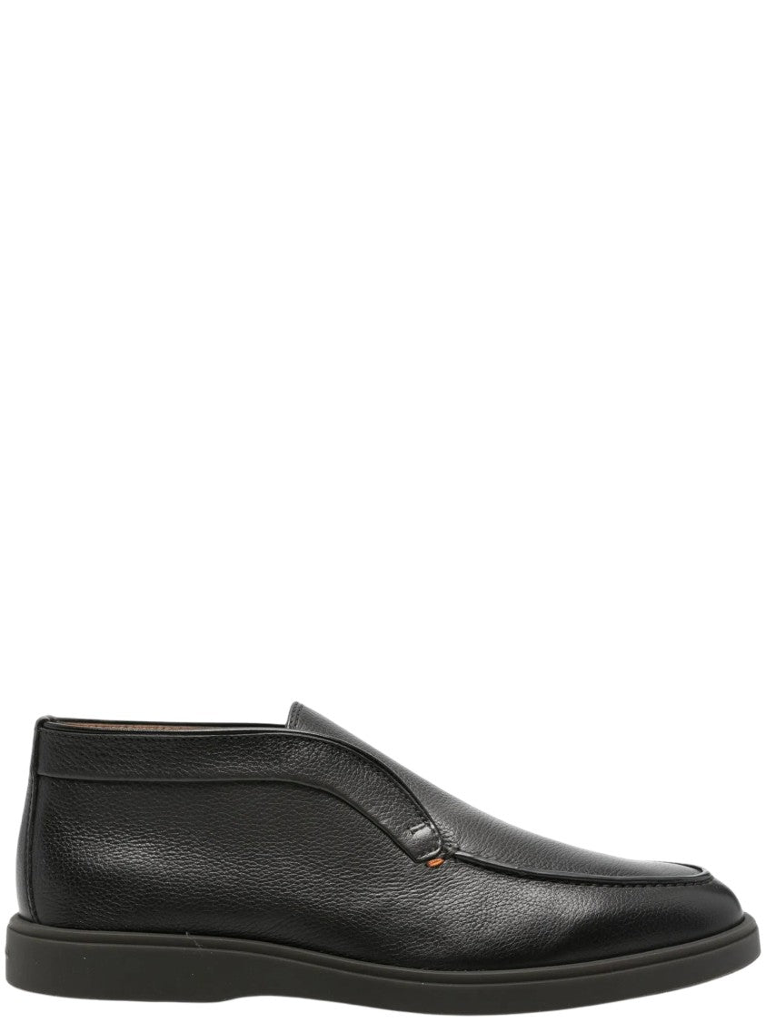 Santoni Black Detroit Leather Loafers