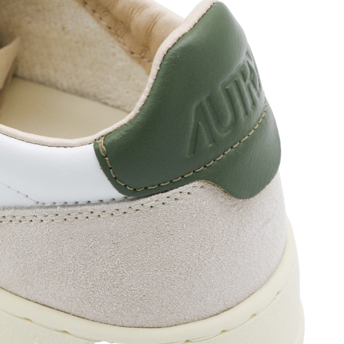 Autry Beige Suede Overlay Green Accent Sneakers