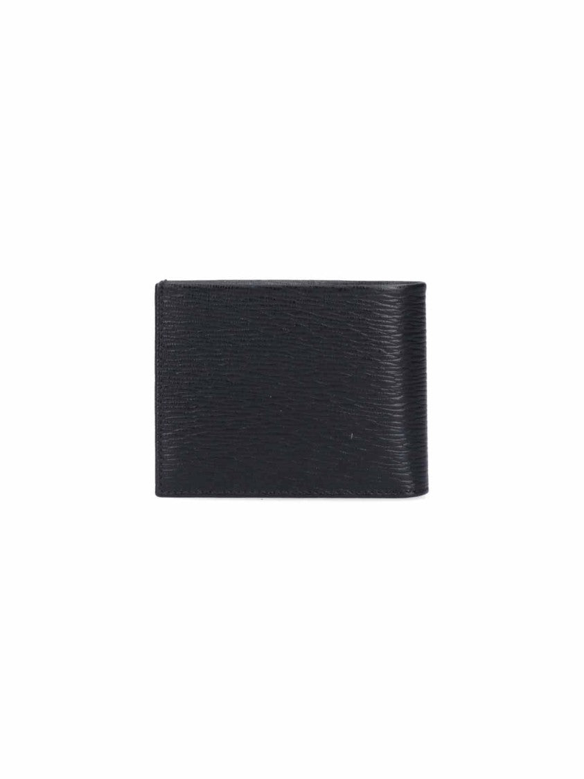 Ferragamo Textured Bifold Wallet With Polished Logo Emblem
