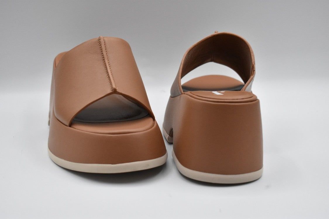 Jeannot Brown Leather Platform Sandals With Wide Strap