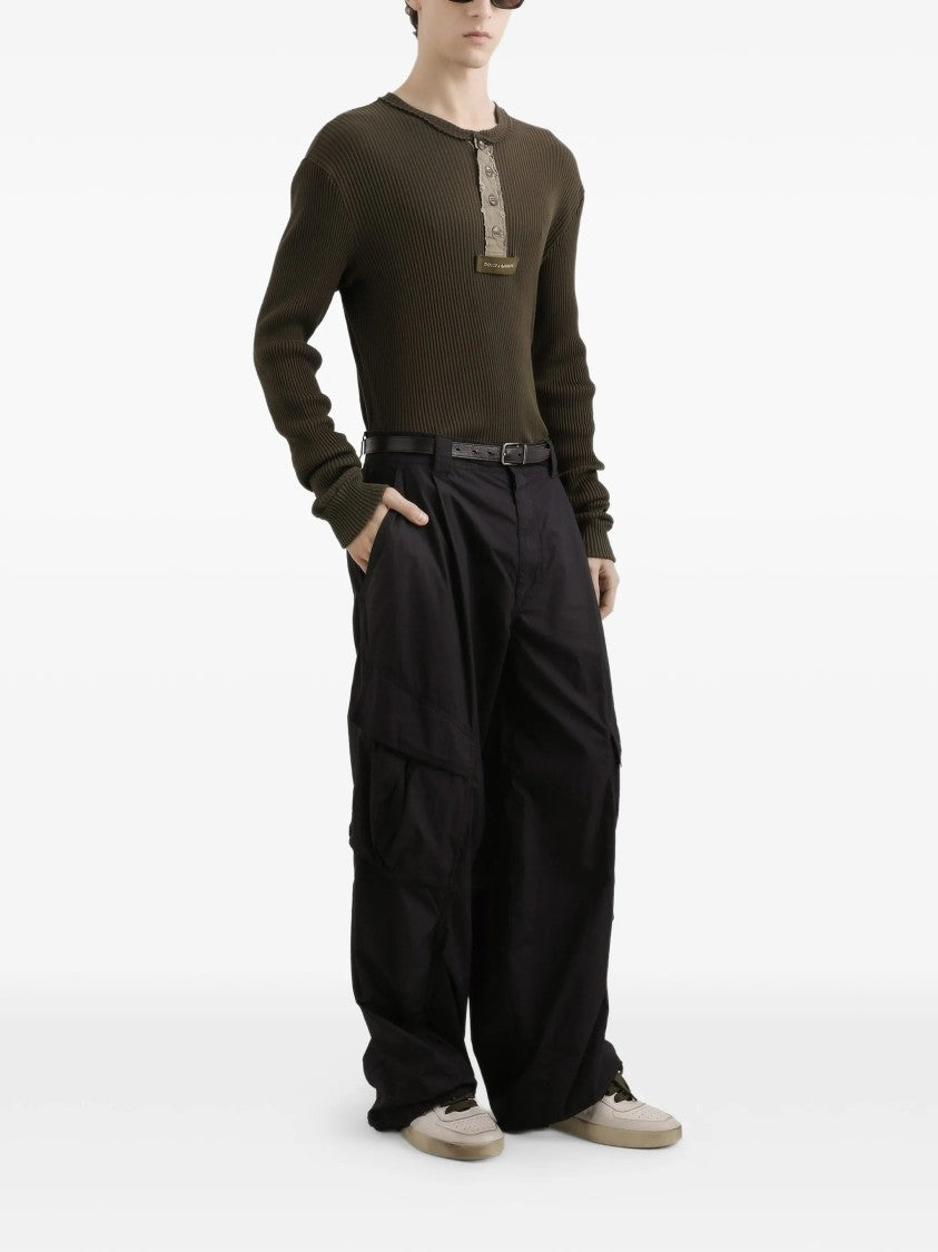 Dolce & Gabbana Wide-Leg Cotton Cargo Drawstring Waist Pants
