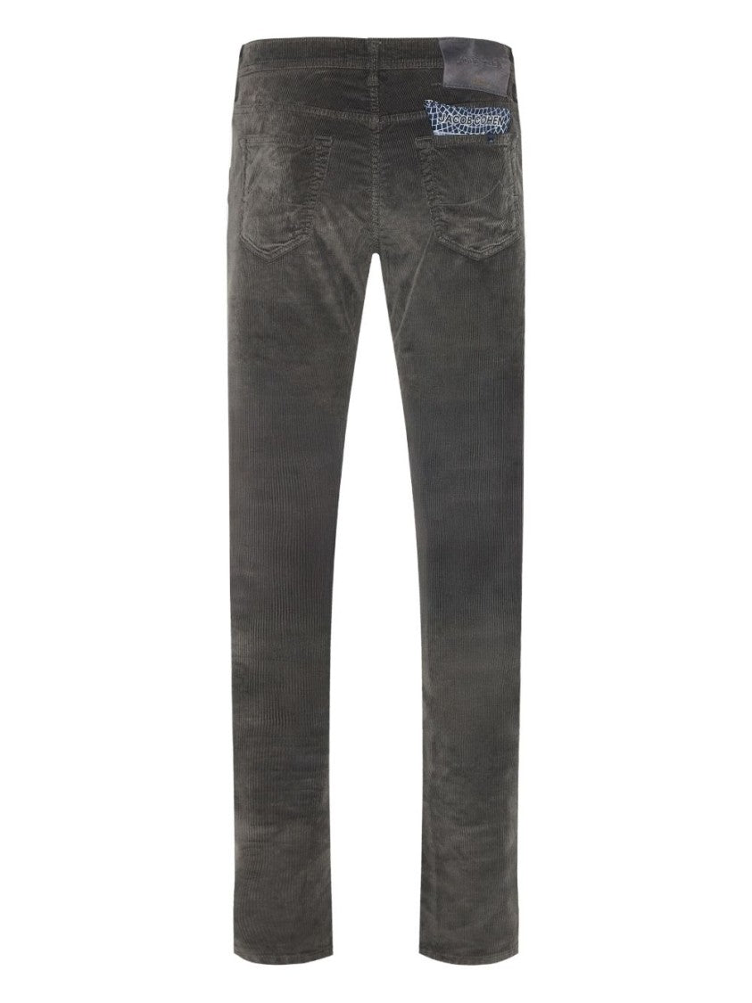 Jacob Cohen Gray Tailored Trousers With Ribbed Texture