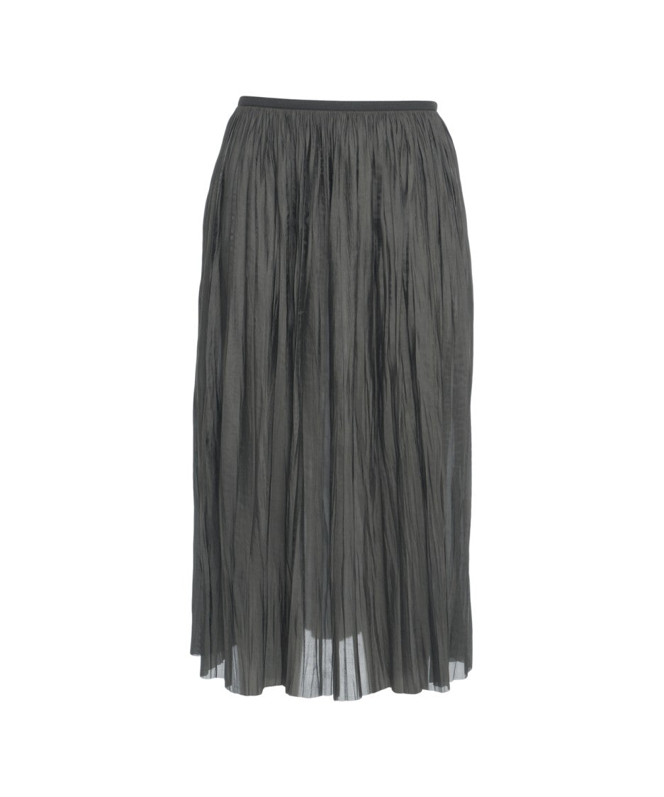 Roberto Collina Pleated Midi Skirt With Crinkled Texture And Elastic Waistband