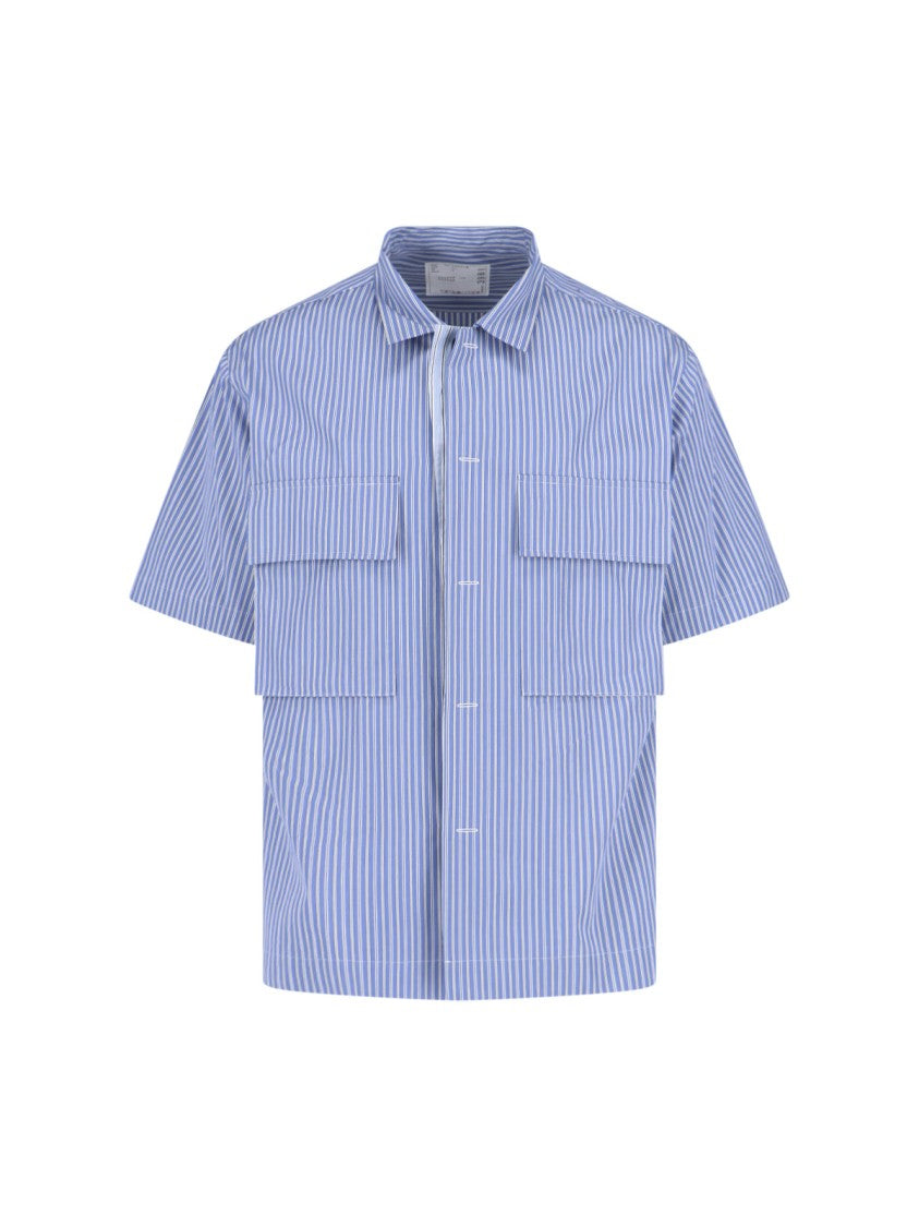 Sacai Blue Striped Cotton Poplin Shirt