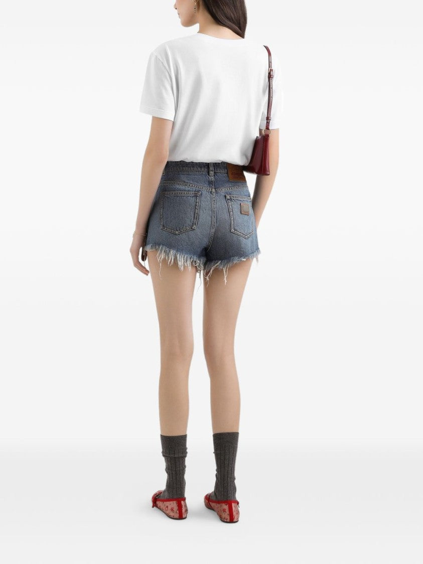 Dolce & Gabbana Short-Sleeve T-Shirt With Floral Logo Patch