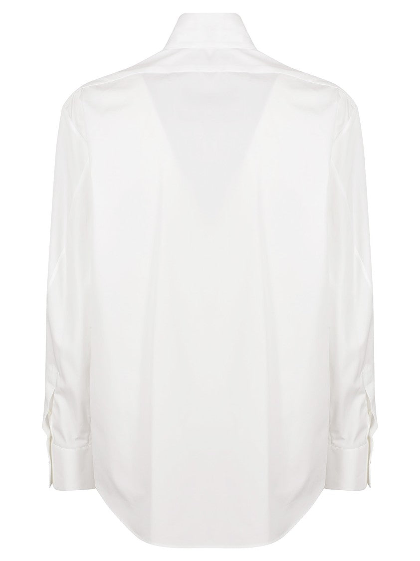 Givenchy Long-Sleeve White Shirt With High Neckline And Bow Detail