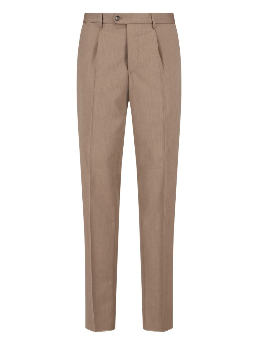 Tagliatore Brown Wool Single-Breasted Suit With Pants