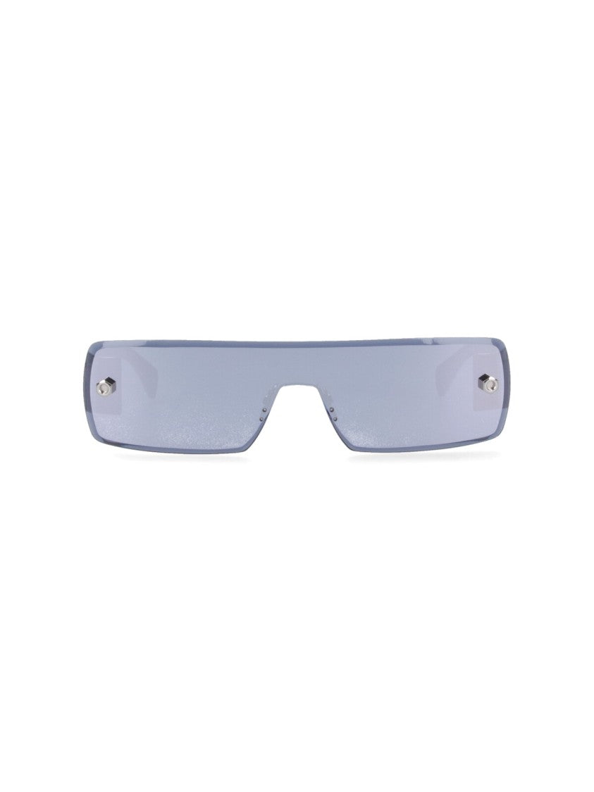 Alaïa Narrow Rectangular Mask-Style Sunglasses With Embossed Logo